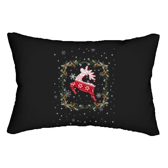reindeer christmas Lumbar Pillows
