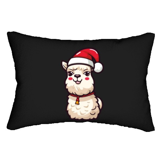 CUte Llama Wearing Santa Hat Lumbar Pillows