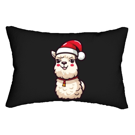 CUte Llama Wearing Santa Hat Lumbar Pillows