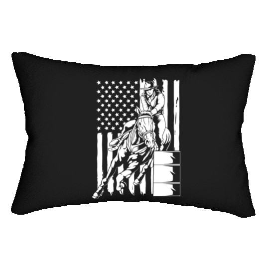 4th Of July Cowgirl Barrel Racing American Flag Lumbar Pillows