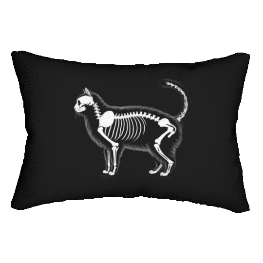 Anatomy of a Cat: Skeleton in Monochrome Lumbar Pillows