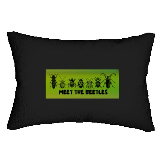Meet the Beetles (Green) - Funny Bug Lovers Design Lumbar Pillows