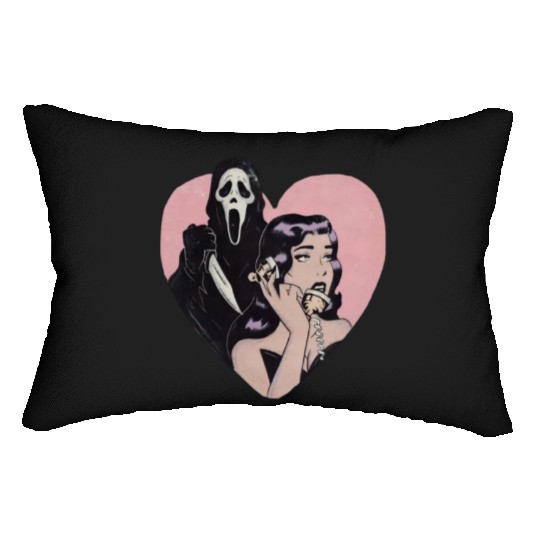 ghostface phone call love heart Lumbar Pillows