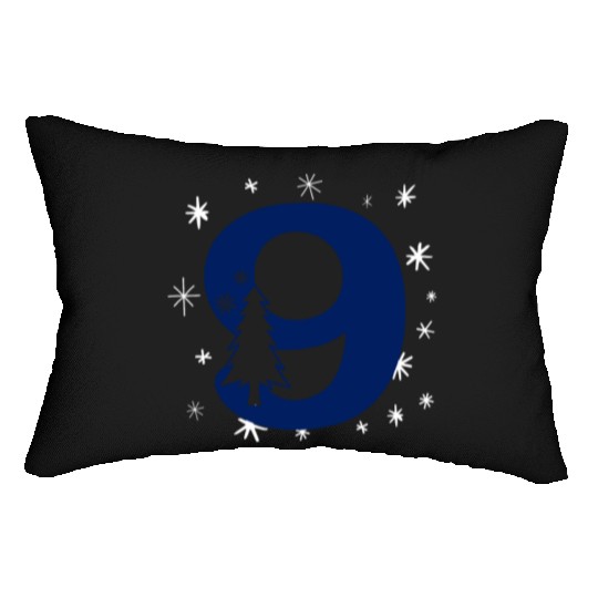 9 White Christmas Stars - Blue Number Nine Lumbar Pillows