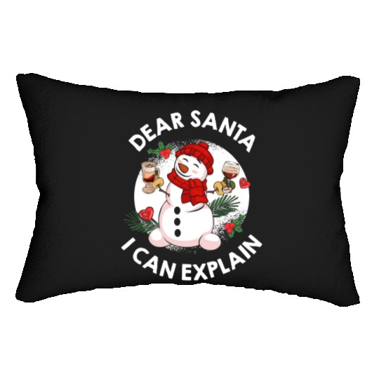 Schneemann Dear Santa I can Explain Funny Lumbar Pillows