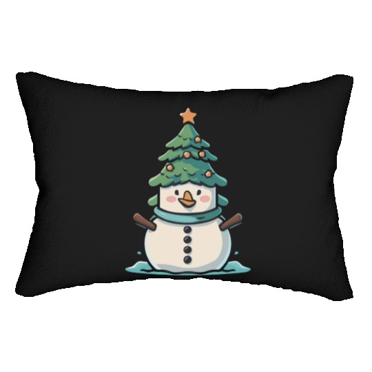 i lovely you snow man Lumbar Pillows