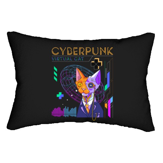 Cyborg Retro Gamer Scifi Lumbar Pillows
