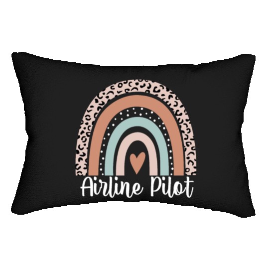 Airline Pilot Rainbow Leopard Funny Airline Pilot Lumbar Pillows
