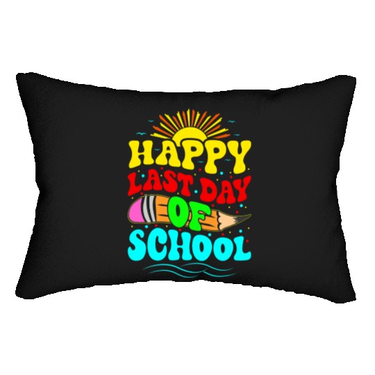 Happy Last Day Of School Teacher Students Groovy Lumbar Pillows