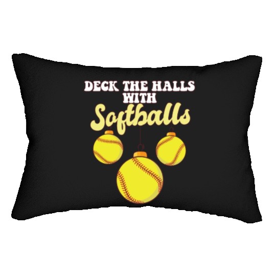 Softball Player Catcher Christmas Balls Deck The Lumbar Pillows