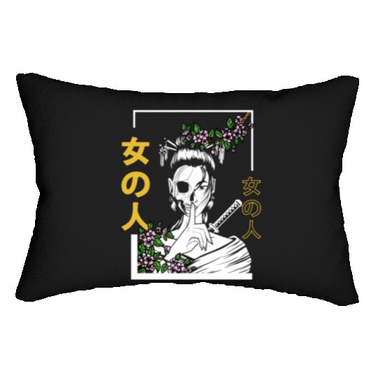 Japanese Samurai Floral Warrior Flower Woman Lumbar Pillows