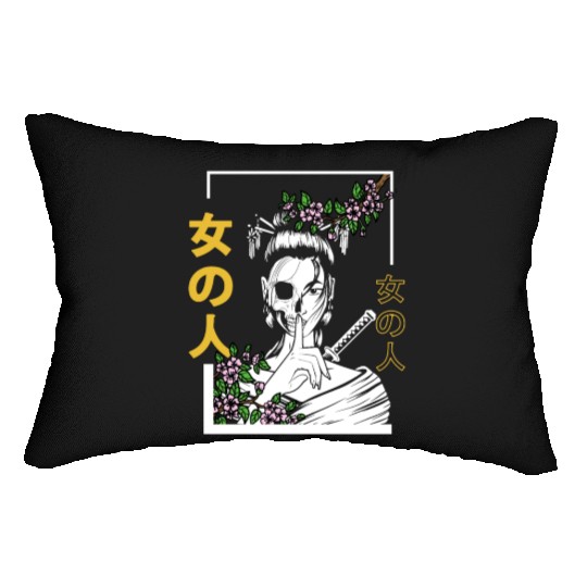 Japanese Samurai Floral Warrior Flower Woman Lumbar Pillows