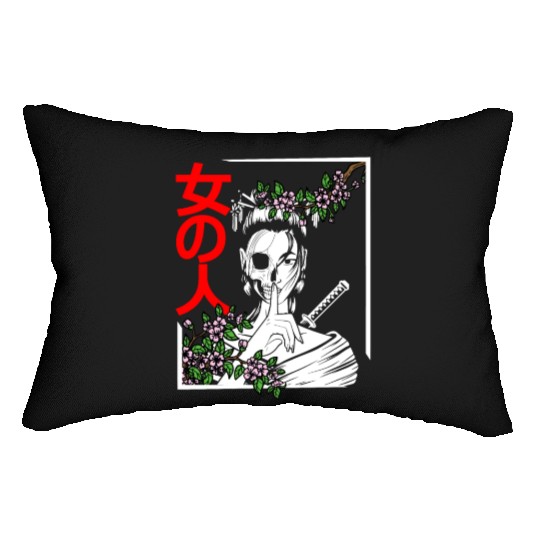 Japanese Samurai Floral Warrior Flower Woman Lumbar Pillows