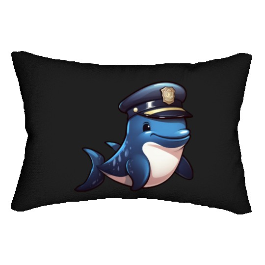 Police whale Lumbar Pillows
