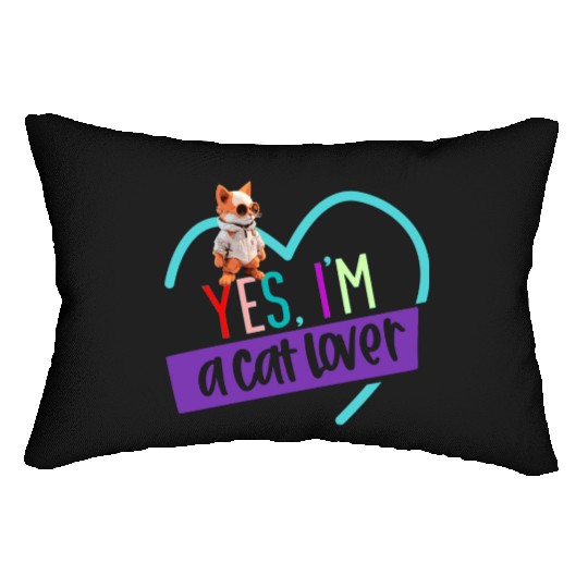 YES, I'M A CAT LOVER, cat, space cat, Pet lovers Lumbar Pillows