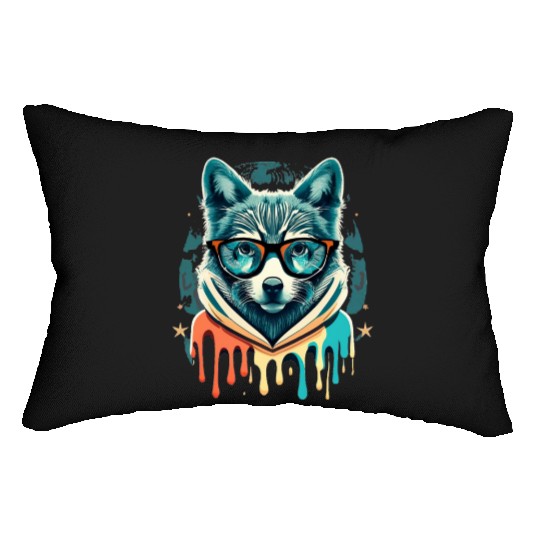 Hipster Wolf Drip Lumbar Pillows