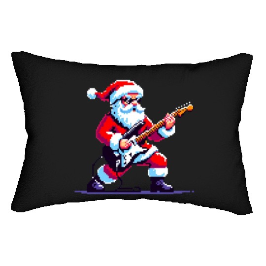 Rocking Santa 8-Bit Pixel Art Lumbar Pillows