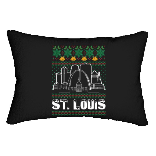 St. Louis Missouri Ugly Christmas Lumbar Pillows