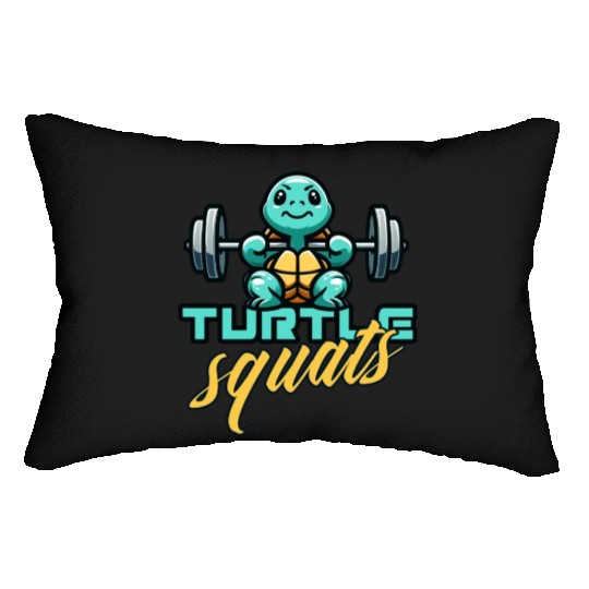 Turtle squats funny gym animals Lumbar Pillows