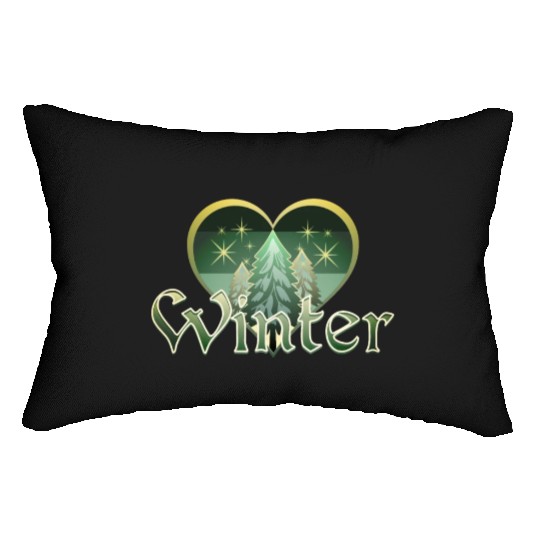 Winter Heart Evergreen Retro Sunset Lumbar Pillows