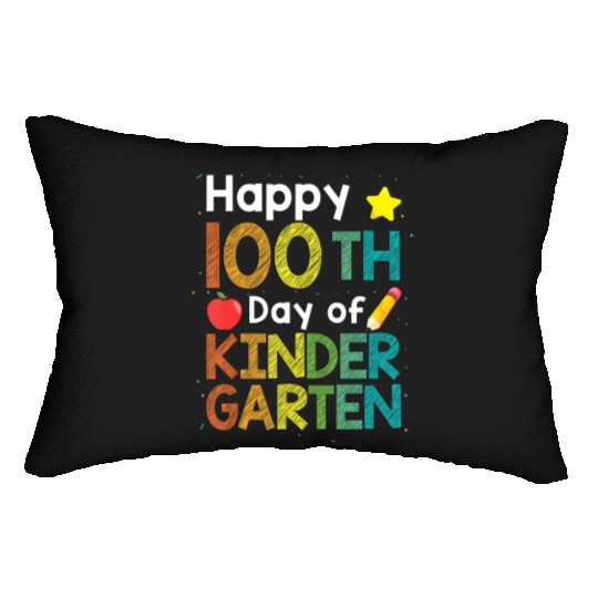 Cute 100 Days Of Kindergarten Teacher Colorful Lumbar Pillows