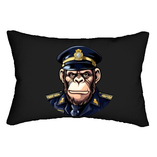 Chimpanzee policeman Lumbar Pillows