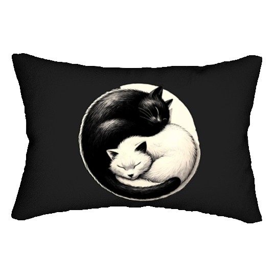 Yin and yang cats sleeping Lumbar Pillows