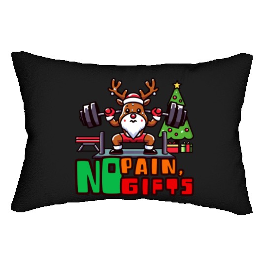 No pain no gifts funny reindeer Lumbar Pillows