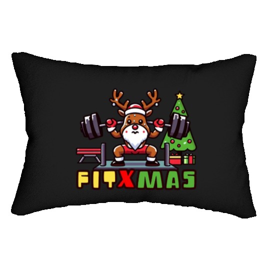 fit xmass, funny christmas reindeer Lumbar Pillows