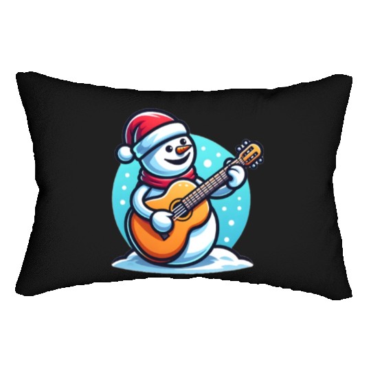 Xmas Music Instrument Design Snowman Guitar Lumbar Pillows