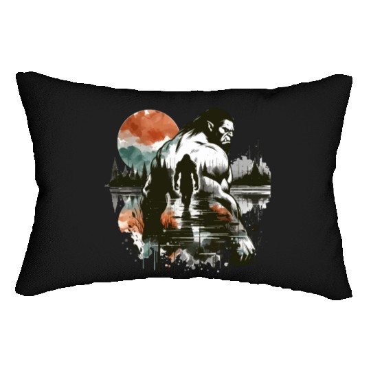 An Ogre's Autumn Journey - Ink and Color Fusion Lumbar Pillows