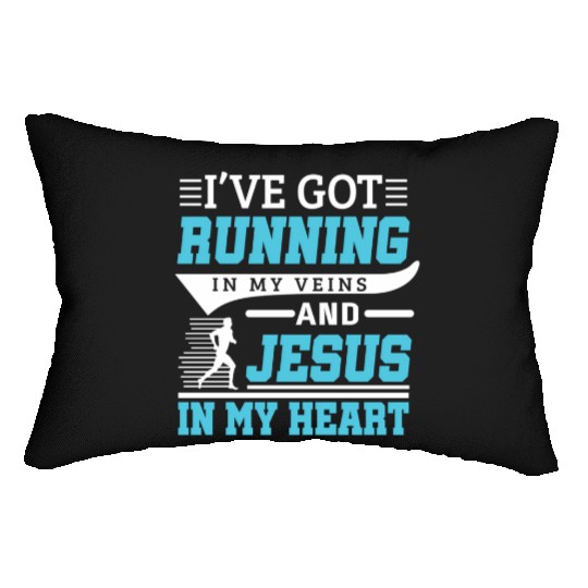 Running And Jesus Fitness Workout Cardio Christian Lumbar Pillows