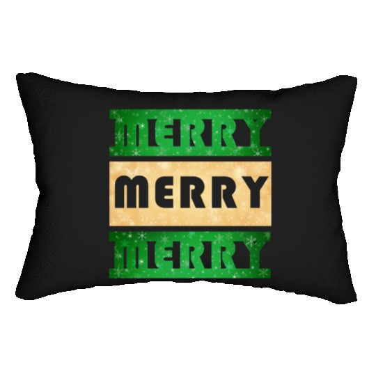 Merry Merry Merry Green and Gold Lumbar Pillows