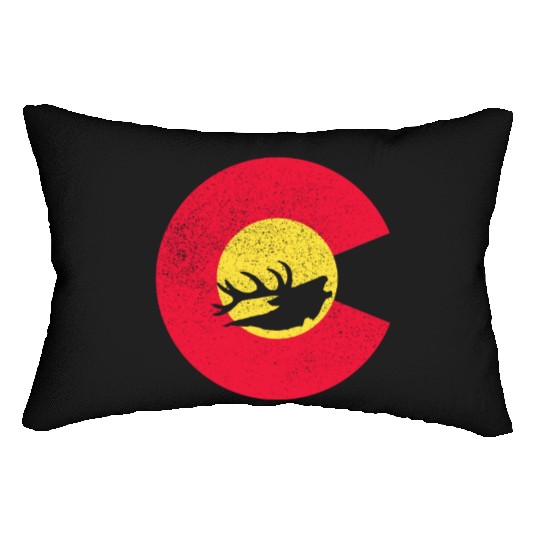Colorado Flag Logo Elk Hunting Lumbar Pillows