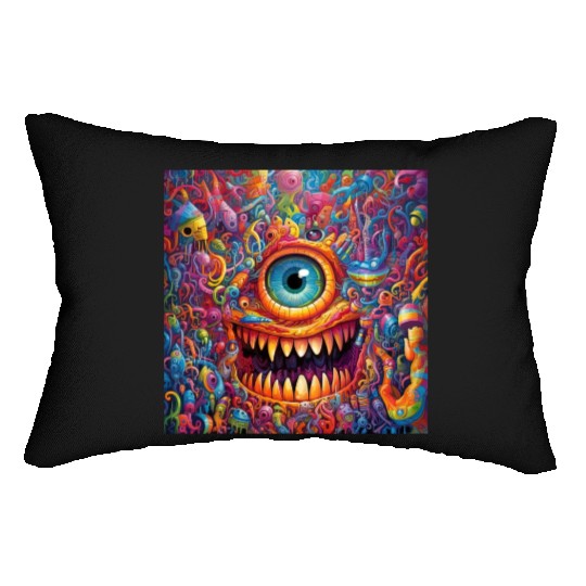 Going On a Little Trip - Cyclops and Teeth Psyched Lumbar Pillows