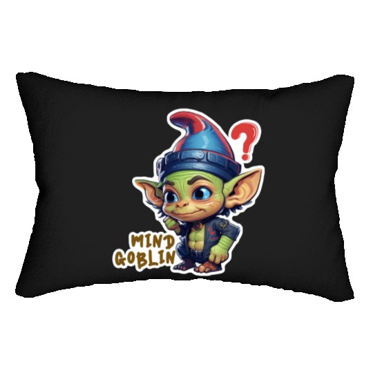 Funny Green Goblin Monster - Mind Goblin Deez Nuts Lumbar Pillows
