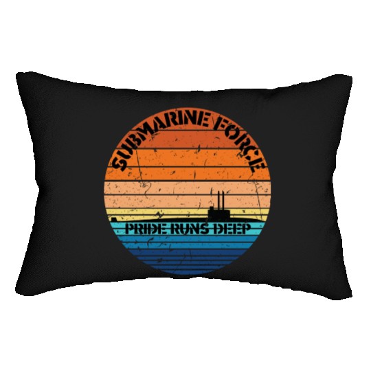 Sunset Navy Submarine Force Pride Runs Deep Lumbar Pillows