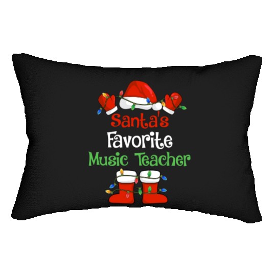 Santa's Favorite Music Teacher Funny Christmas Lumbar Pillows
