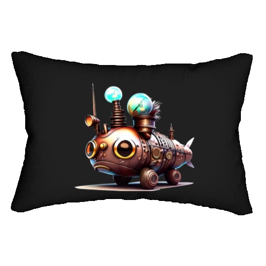 Steampunk Robot Fish Creature Lumbar Pillows