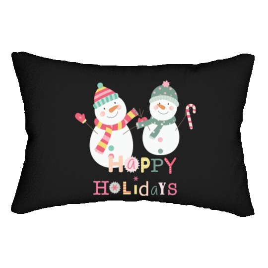 Fun Snowman Happy Holidays Colorful Christmas Lumbar Pillows