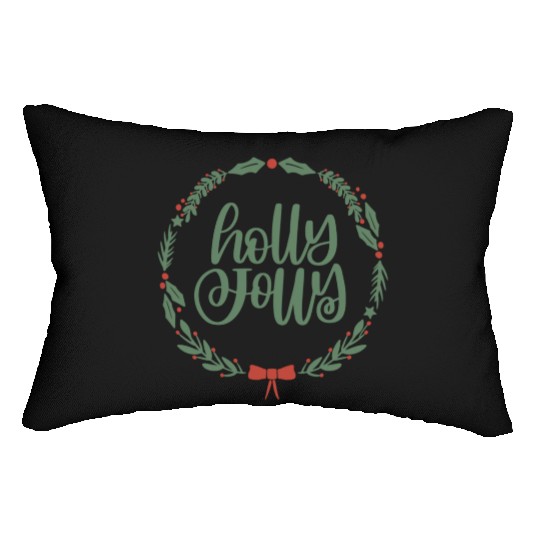 Holly Jolly Sage Green Christmas Wreath Fun Lumbar Pillows