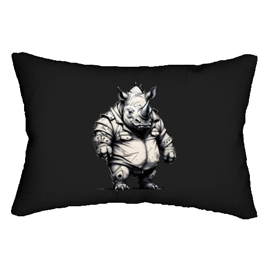 Combative Rhinoceros Lumbar Pillows