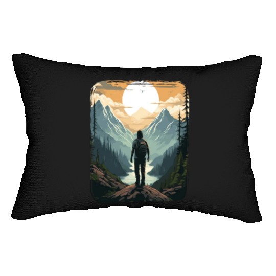 Forest nature trekking adventure Lumbar Pillows