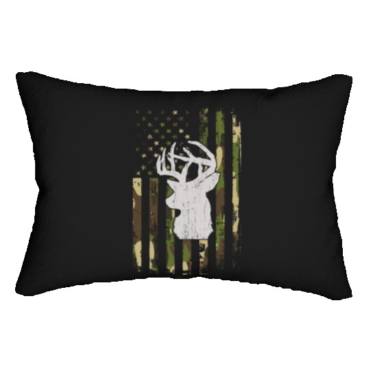 Buck Deer Hunting Camouflage Flag Hunter Lumbar Pillows