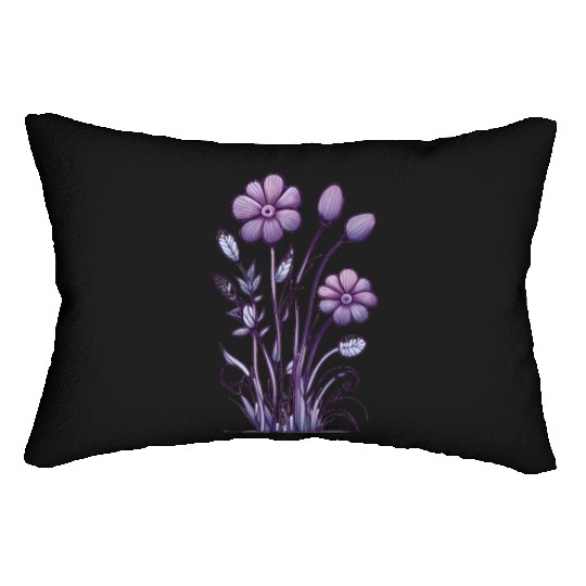 Lavender Majesty: A Tapestry of Orchids and Lilacs Lumbar Pillows