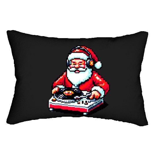 Retro 8-Bit DJ Santa: A Festive Musical Spin Lumbar Pillows