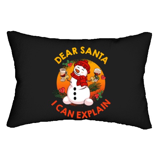 Schneemann Dear Santa I can Explain Funny Lumbar Pillows