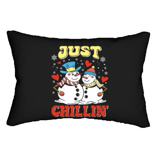 Snowmen Just Chillin' Winter Time Snow Lumbar Pillows