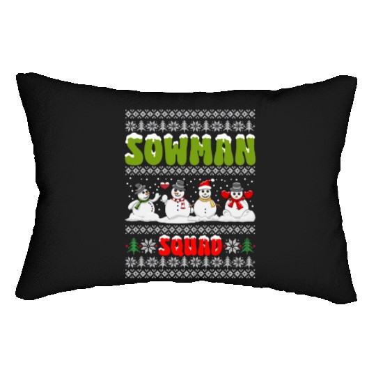 Snowmen Sowman Squad Friends X-Mas Snow Lover Lumbar Pillows