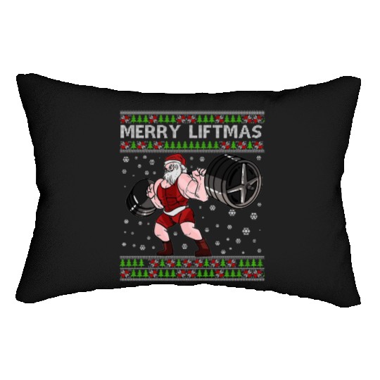 MERRY LIFTMAS Funny Strong Santa Claus Lumbar Pillows
